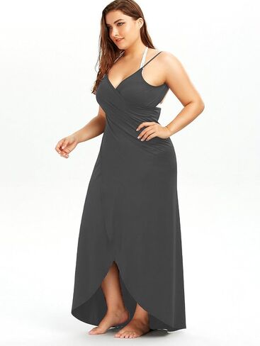 Plus Size Spaghetti Strap Swimwear Cover Ups for Women Beach Swimwear Sarong Backless Wrap Dress in Saudi Arabia