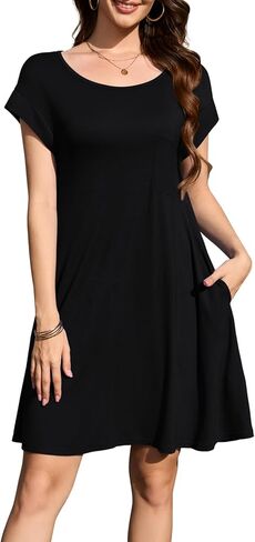 Larace Plus Size Women Swimsuit Cover Up Cap Sleeve Summer Beach Coverups فضفاضة قميص ملابس السباحة Sundress مع جيوب in Saudi Arabia