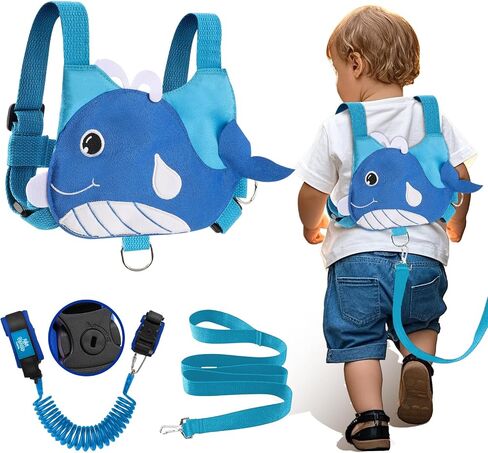 Lehoo Castle Toddler Leash for Boys, 4-in-1 Toddler Harness with Leash with Anti Lost Wrist Link for Kids, Baby Leash for Walking, Kids Leash Backpack (Dinosaur Blue) in Saudi Arabia