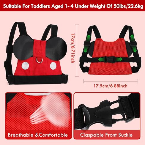Lehoo Castle Toddler Leash for Walking, Baby Leashes for Toddlers Boys 4-in-1, Kid Harness with Leash, Child Safety Leash Anti Lost Wrist Link (Mickey) in Saudi Arabia