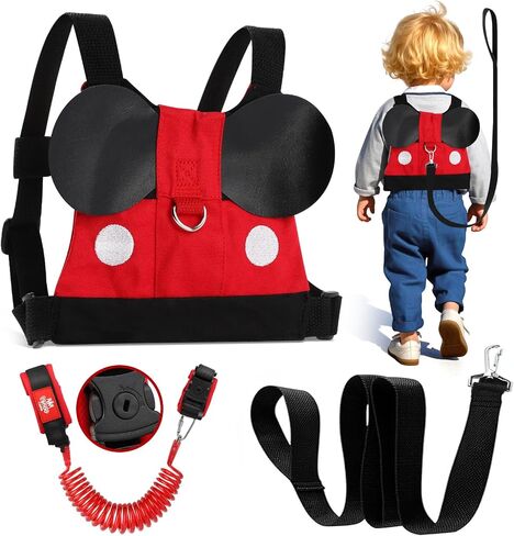 Lehoo Castle Toddler Leash for Walking, Baby Leashes for Toddlers Boys 4-in-1, Kid Harness with Leash, Child Safety Leash Anti Lost Wrist Link (Mickey) in Saudi Arabia