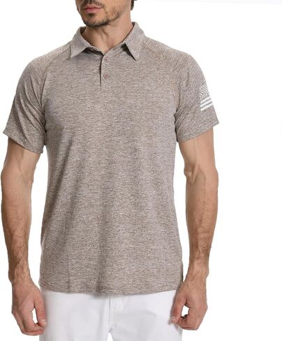 H Hyfoll Mens Golf Shirt Moisture Wicking Quick-Dry Short Sleeve Disual Nature Pontriotic Polo Terts for Men in Kuwait