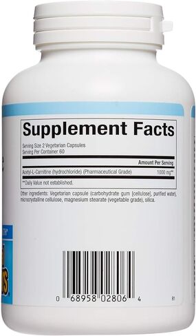 Natural Factors, Acetyl L-Carnitine 500 mg, Promotes a Healthy Memory, Concentration and Brain Function, 120 capsules (60 servings) in Saudi Arabia