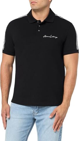 Armani Exchange Mens Regular Fit Stretch Cotton Signature Logo Polo in Saudi Arabia