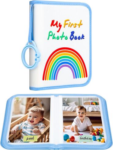Photo Album 8x8, 8x8 Photo Album Hold 68 Photos, Fabric Linen Cover 8x8 Photo Album Book with Front Window, Black Inner Page Photo Album for 8x8 Picture Artwork, Wedding Family Baby Photo Album, Black in Kuwait