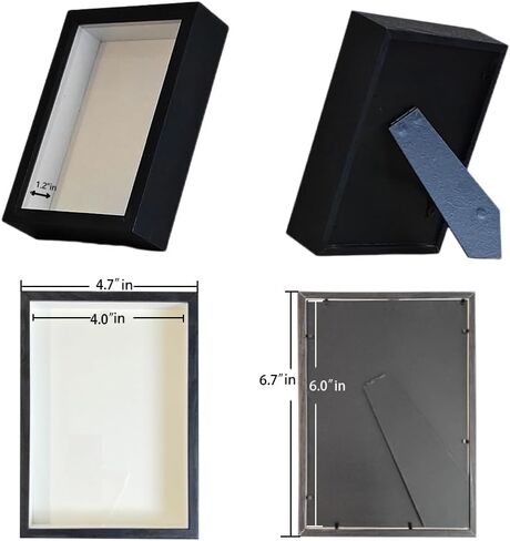 DIY Shadow Box Frame Set with Dried Flowers, Art Cards, Ornaments, Crystals, Stickers, Mat Boards Wrapping Paper, Halloween/Christmas/Birthday Gift (Black, 4.7 x 6.7) in Saudi Arabia