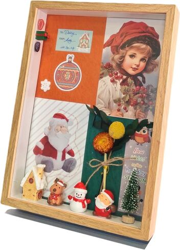 DIY Shadow Box Frame Set with Dried Flowers, Art Cards, Ornaments, Crystals, Stickers, Mat Boards Wrapping Paper, Halloween/Christmas/Birthday Gift (Black, 4.7 x 6.7) in Saudi Arabia