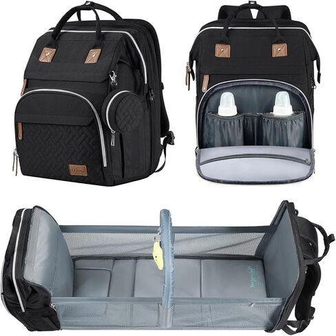 DERJUNSTAR Baby Diaper Bag Backpack, Diaper Changing Station, Baby Bags for Boys Girls, USB Charging Port,Pacifier Case, Sunshade and Toy Bar, Ash Grey in Saudi Arabia