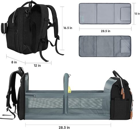 DERJUNSTAR Baby Diaper Bag Backpack, Diaper Changing Station, Baby Bags for Boys Girls, USB Charging Port,Pacifier Case, Sunshade and Toy Bar, Ash Grey in Saudi Arabia