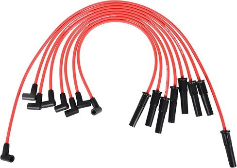 RLP Silicone Silf Slud Wires مجموعة 8.0 مم أسود متوافق مع Jeep AMC V8 290 304 343 360 390 401 HEI Distributor Distributor Cover Wires in Kuwait
