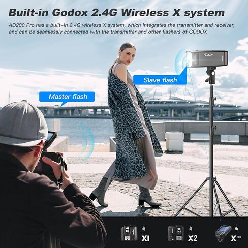 Godox AD200 200Ws 2.4G TTL 1/8000 HSS High-Speed Sync Flash Strobe Speedlite Monolight & Godox XPro-N Wireless Flash Trigger Transmitter Compatible for Nikon Cameras & 2900mAh Lithium Battery in Saudi Arabia