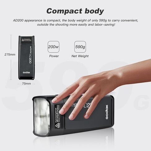 Godox AD200 200Ws 2.4G TTL 1/8000 HSS High-Speed Sync Flash Strobe Speedlite Monolight & Godox XPro-N Wireless Flash Trigger Transmitter Compatible for Nikon Cameras & 2900mAh Lithium Battery in Kuwait