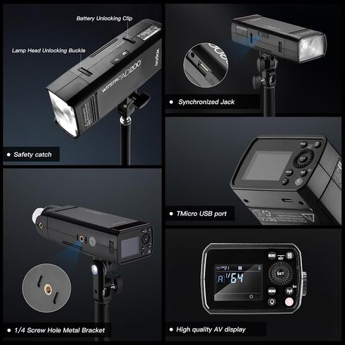 Godox AD200 200Ws 2.4G TTL 1/8000 HSS High-Speed Sync Flash Strobe Speedlite Monolight & Godox XPro-N Wireless Flash Trigger Transmitter Compatible for Nikon Cameras & 2900mAh Lithium Battery in Kuwait