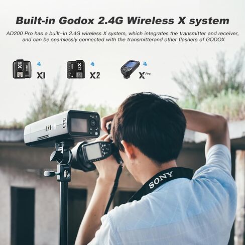 Godox AD200 200Ws 2.4G TTL 1/8000 HSS High-Speed Sync Flash Strobe Speedlite Monolight & Godox XPro-N Wireless Flash Trigger Transmitter Compatible for Nikon Cameras & 2900mAh Lithium Battery in Kuwait