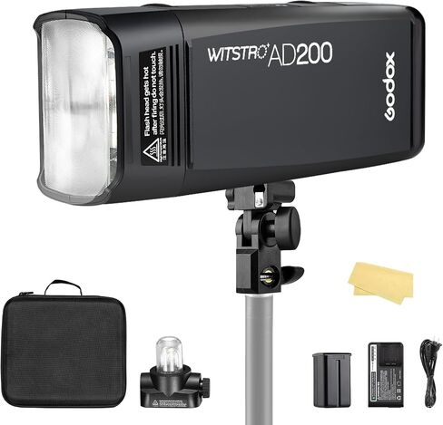 Godox AD200 200Ws 2.4G TTL 1/8000 HSS High-Speed Sync Flash Strobe Speedlite Monolight & Godox XPro-N Wireless Flash Trigger Transmitter Compatible for Nikon Cameras & 2900mAh Lithium Battery in Kuwait