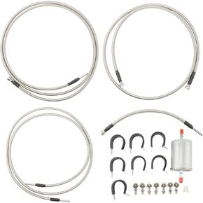 819-840 Flexible Stainless Steel Braided Fuel Line Hose for 1999-2003 Chevy GMC Silverado/Sierra 1500 2500 HD, for 2001-2003 Silverado/Sierra 3500# 15043857 15765803 819840