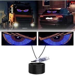 PIFOOG LED عيون الضوء لزجاج الشاحنات حجم كبير الحجم مصابيح العيون الشيطان للسيارة النافذة الخلفية تضيء الطريق الغضب دقة ديناميكية وميض وميض إشارة شيطان الإضاءة USB أدوات باردة اللون الأزرق الأصفر