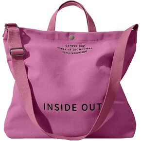 Canvas Tote Bag For Women inside out bag Crossbody Handbag with Adjustable Strap and Coin Purse for Work,Travel,Grocery in Kuwait