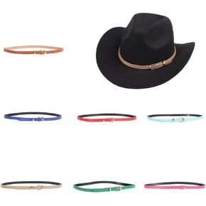7 Pcs PU Leather Hat Band for Cowboy Hat Adjustable Hatband Cowgirl Fedora Panama Strap Belt Replacement Hat Jewelry for Women Men, 7 Colors Multicolor