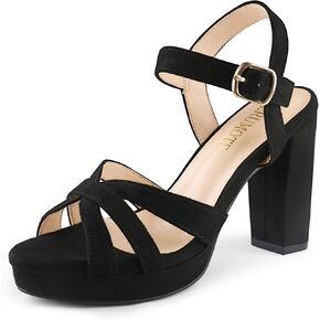 Merumote Women's Open Open Toe High High High Cheels منصة الكاحل من منصة Pump Pump Buckle Partyals