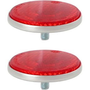 2PCS Electric Vehicle Red Round Reflectors Diameter 41mm M5 Thread with Center Mounting Hole Suitable for Motorcycles Vehicles Cycle Carriers Gateposts