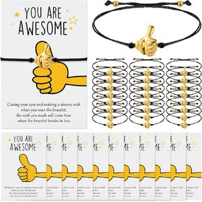Employee Appreciation Gifts Bulk Inspirational Thumbs up Handmade Bracelets with Thank You Cards Recognition Gifts for Team Staff Coworkers Teachers Employees Students Volunteers