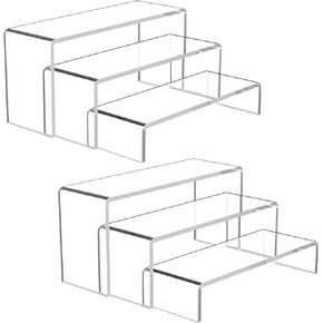 Acrylic Display Riser, 6 Pcs 12" Large Acrylic Risers, 2 Sets Display Stands for Retail, Cupcake, Jewelry, Collectibles