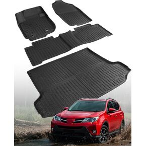 حصيرة أرضية للسيارة لـ Toyota Rav4: 2006 2007 2008 2008 2010 2011 2012 بدون مقعد الصف الثالث ، كل سجادة الطقس مخصصة لـ RAV-4 Front Second Row Cargo Accessories Huchice Comple Comple Liner