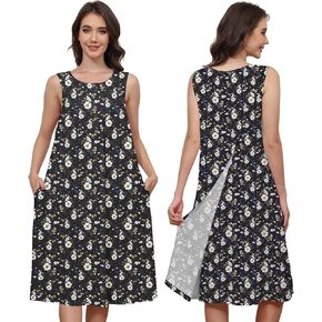 Hospital Gowns for Women Tear Away Snap Open Back Post Shoulder Surgery Sleeveless Adaptive Clothing with Pockets