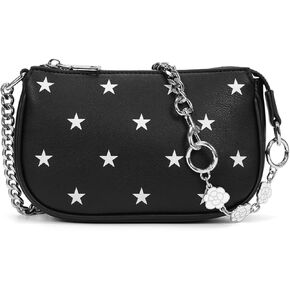 Mini Star Print Shoulder Bag Small Purse For Women Vegan Leather Handbag Soft Trendy Clutch Designer Underarm Bag