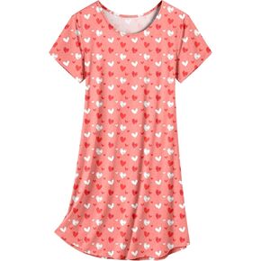 Women's Nightgown Comfy Nightshirts Short Sleeves Sleepwear Soft O Neck Nightdress