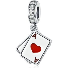 Dangle Charms I Love You Charms for Charms Bracelet 925 Sterling Silver Birthday Christmas for Women (Love A Poker Charm)