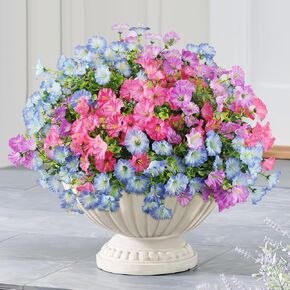 24 Bundles Artificial Flowers for Outdoors, Realistic Fake Silk Flowers for Outside Decoration, Faux Plants Lavender Outdoor Planter Window Box Hanging Basket Porch Patio Decor