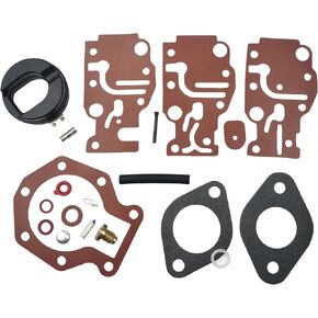 Carburetor Rebuild Kit 439073 with Float for Johnson Evinrude OMC BRP Outboard 6 8 9.9 15 20 25 30 35 HP Replace 436359 431897 438397 436824 398508 398230 Carb