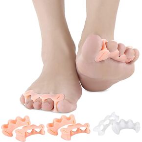 2 Pairs Toe Separators for Bunion, Hammer Toe Spreader Gel, Bunion Corrector, Gel Toe Spacers, Toe Straightener, Toe Correctors, Toe Stretcher for Foot Pain Relief, Overlapping Toes for Women Men