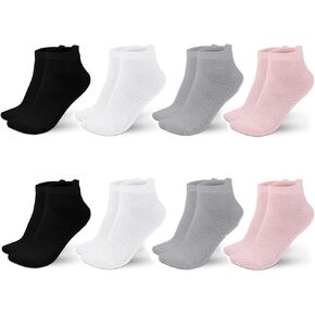 8 Pairs Women Ankle Socks (US, Alpha, One Size, Regular, Short, 8pairs (4 Pairs Black+ 4 Pairs White)