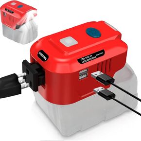 Power Inverter for Milwaukee M18 18V Battery,for Milwaukee 150W Portable Power Supply Inverter,DC 20V to AC 120V Power Inverter for Milwaukee w/AC Outlet & LED Light (No Battery)