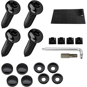 4 Sets License Plate Screws, License Plate Bolts, Rustproof 304 Stainless Anti Theft License Plate Screw Kits, Universal License Plate Frame Fasteners Kits, for Most Cars Trucks (Black)