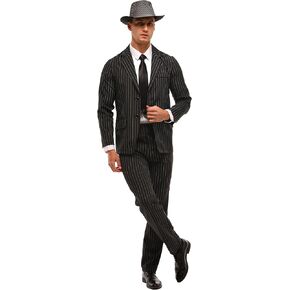 أزياء عصابات Leadtex 1920 للرجال ، وزيارة Mob Boss للرجال ، وبدلة عيد الهالوين المقلدة تشمل سترة ، وسروال وربطة عنق