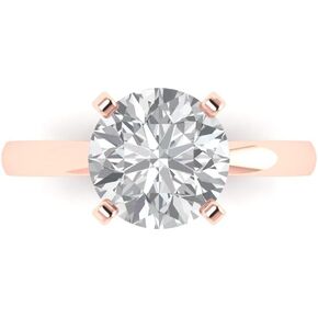 Clara Pucci 3Ct Round Cut - White Sapphire - 14k Gold - Solitaire Wedding Engagement Bridal Promise Ring