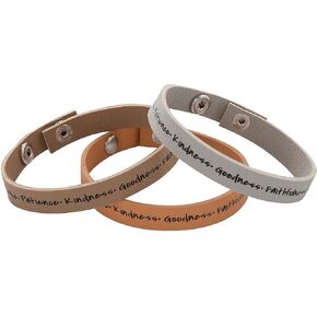 Fun Express Adjustable Fruit of the Spirit Leather Bracelets - 12 Pc