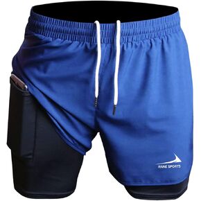Men's Running Shorts 2 in 1 Short Gym Athletic Outdoor Jogging Workout Training Shorts