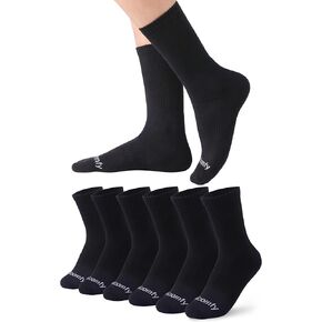 Men's Cotton Crew-Socks with Cushioned Bottom and Arch Compression for Daily Outfits, Sports, Works (6 Pairs)