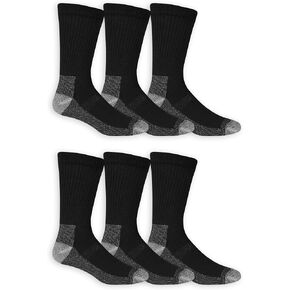 Fruit of the Loom Men's Durable Cushioned Work Gear Socks with Dual Defense-6 Pair Pack
