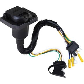 Reese Towpower 85343 4-way Flat to 7-way Blade Terminal Adapter Black