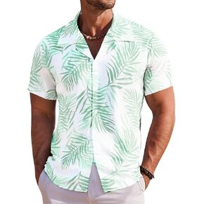 Mens Hawaiian Shirt Short Sleeve Button Down Beach Shirts Floral Tropical Vacation Tops Summer Casual V Neck Outfits