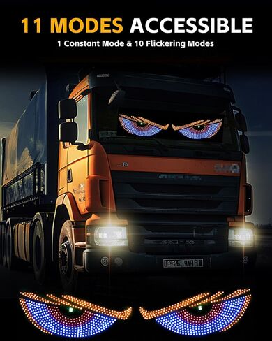 Devil Eyes Light Designed for Cars, Led Eyes for Car Windshield, Led Windshield Eyes, DIY Car Dynamic LED Smart Colorful Eye Lamp Soft Screen, Blue in Saudi Arabia