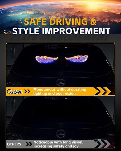 Devil Eyes Light Designed for Cars, Led Eyes for Car Windshield, Led Windshield Eyes, DIY Car Dynamic LED Smart Colorful Eye Lamp Soft Screen, Blue in Saudi Arabia