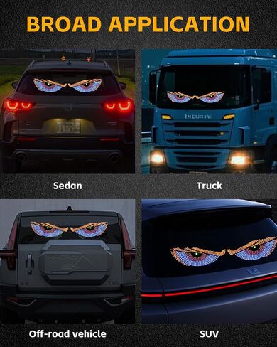 Devil Eyes Light Designed for Cars, Led Eyes for Car Windshield, Led Windshield Eyes, DIY Car Dynamic LED Smart Colorful Eye Lamp Soft Screen, Blue in Saudi Arabia
