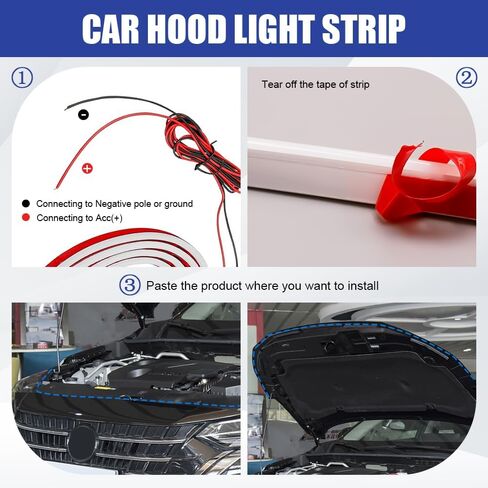 71 Inch Car Hood Light Strip, Flexible Daytime LED Running Light, Waterproof Auto LED Strip Light with Dynamic Scan Start-up Effect, Universal Car Exterior Decor Hood Strip Light for Vehicles (White in Saudi Arabia